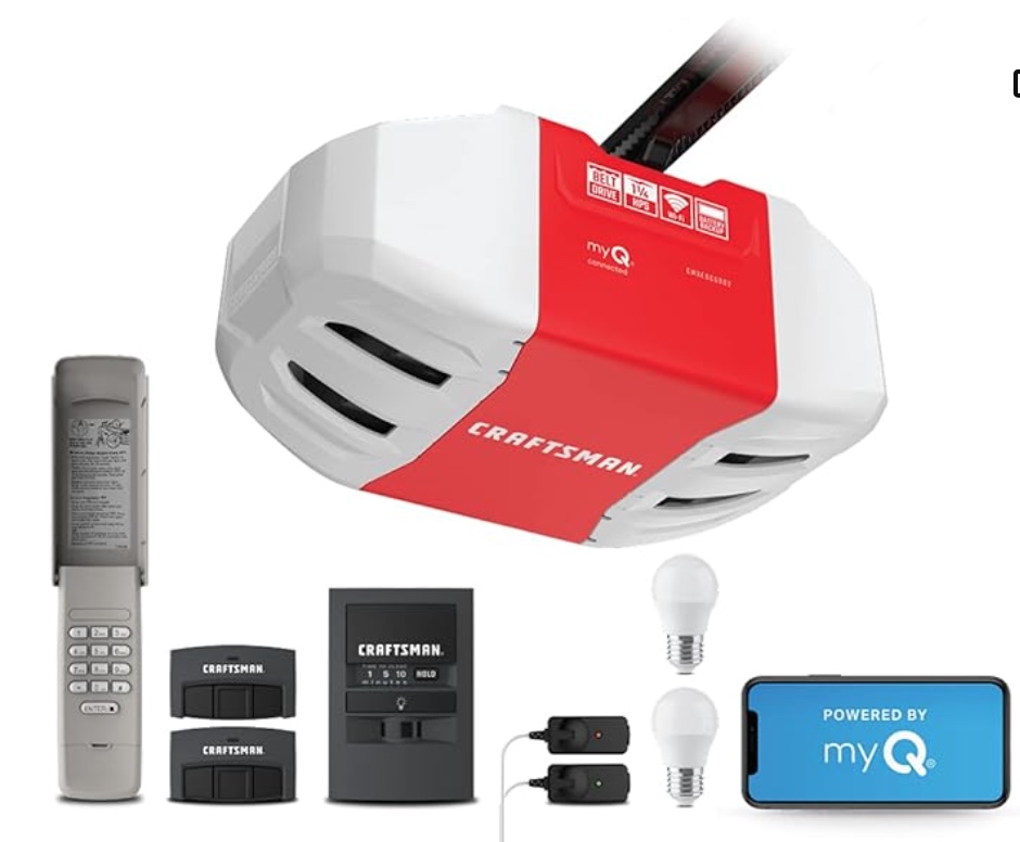 Craftsman 1¼ HPs Ultra Quiet Belt Drive Kit Smartphone Controlled Red